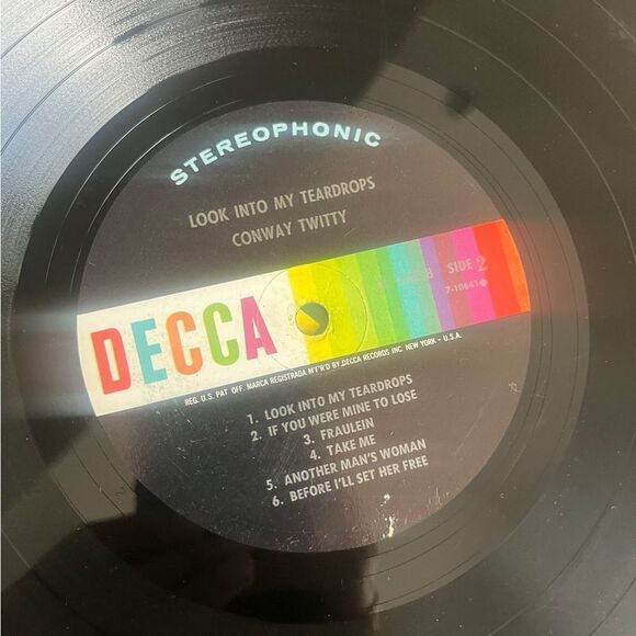 VINTAGE CONWAY TWITTY “LOOK INTO MY TEARDROPS” VINYL LP 1966 COUNTRY - Picture 11 of 11